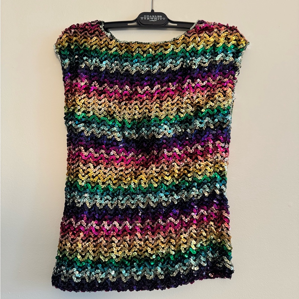 Multicolor Vintage Sequin Sleeveless Top